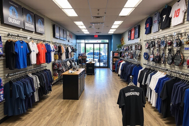 Well-stocked pro-shop with tennis gear