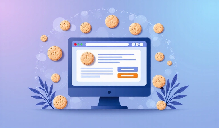 Illustration of various cookies being used by a website