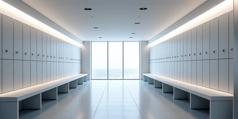Luxurious locker room with modern amenities