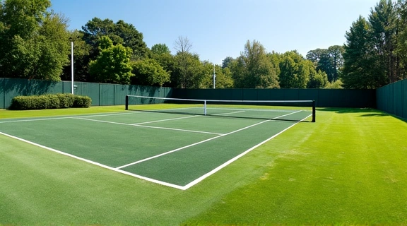 Tennis court maintenance in progress