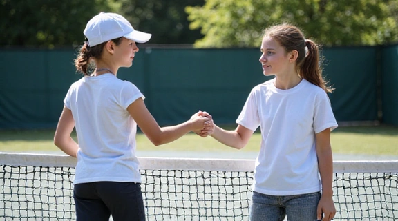 Junior players shaking hands after a match